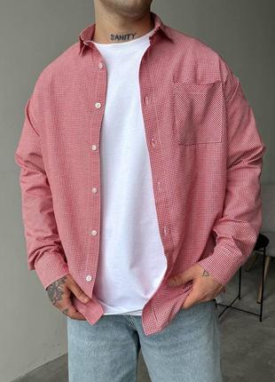 Чоловіча оверсайз сорочка рожева для повсякденного носіння3 фото