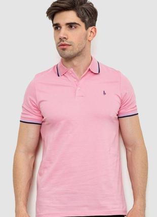 Поло чоловіче однотонне, колір рожевий, 214r2138