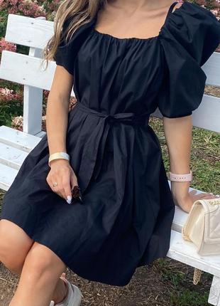 Черное платье-сарафан mango