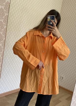 Помаранчева льняна  сорочка