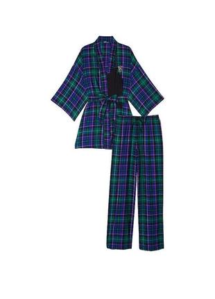 Фланелева піжама 3 в 1 victoria’s secret flannel 3-piece set, m/l