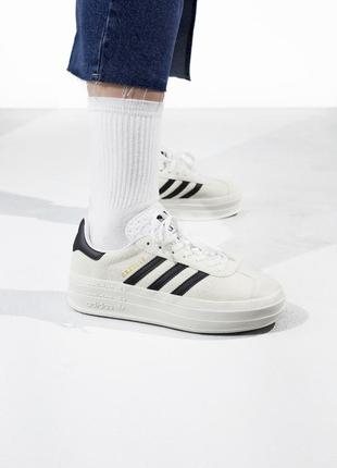 Adidas gazelle bold beige/black/white 391 фото