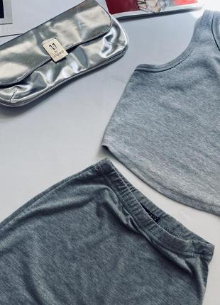 Крутезна жіноча сіра спідниця з розрізом boohoo 🌚8 фото