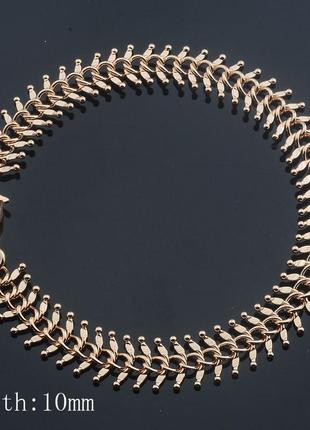 Брастлет, позолота , 585 рожеве золото довжина 20 см, ширина 10 мм