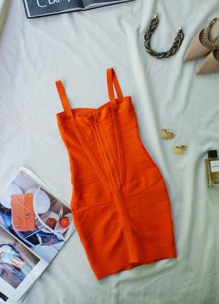 Брендова бандажна сукня у помаранчевому відтінку5 фото