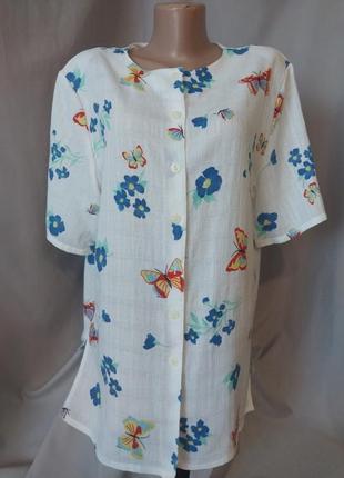 Блузка літня квітковий принт батал бавовна віскоза
