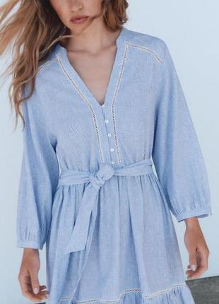 Коротка сукня з льоном zara original spain лляна сукня зара плаття зара сукнi мiнi коротка сукня зара
