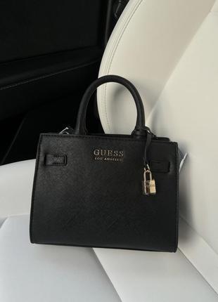 Брендова жіноча сумка тоут guess lindfield small satchel, чорна, оригінал