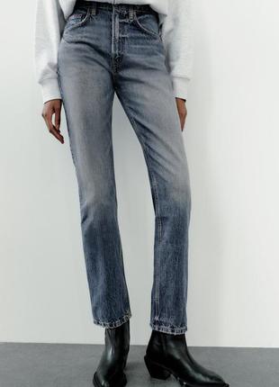 Zara женские джинсы straight fit high waist <unk> джинсы zara прямого кроя