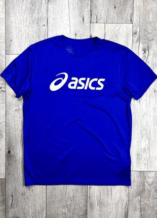 Asics футболка l размер спортивная синяя с принтом2 фото