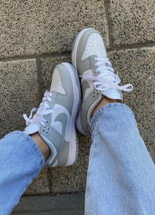 Кроссовки nike dunk low light grey/white