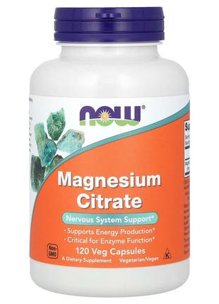 Магний цитрат now foods magnesium citrate 400 мг для здоровья жкт и сердца 120 растительных капсул