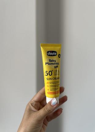 Chicco baby moments sun солнцезащитный крем spf 50+ для детей с рождения