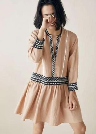 Сукня оригінальна зара zara льон віскоза натуральна платье