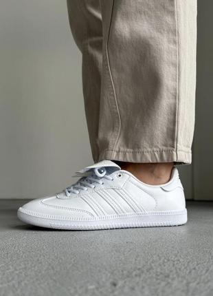 Адидас самба кеды белые кожаные adidas samba pure white