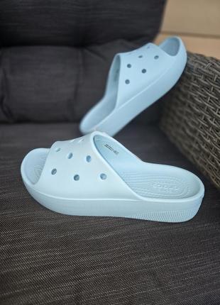 Сабо женские crocs classic platform palm print slide1 фото