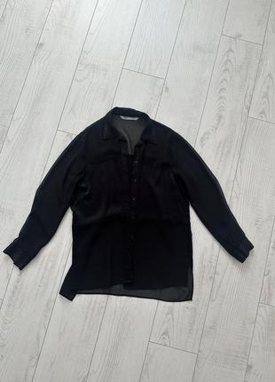 Чорна прозора рубашка zara