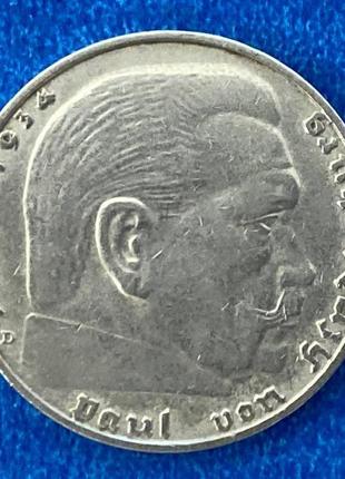 Монета німеччини 2 рейхсмарки 1936 р. гінденбург