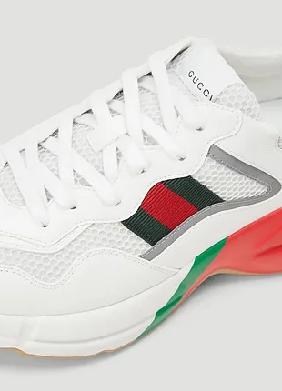 Фирменные белые кроссовки  gucci rhyton сникерсы кеды