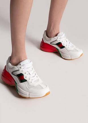 Фирменные белые кроссовки  gucci rhyton сникерсы кеды2 фото