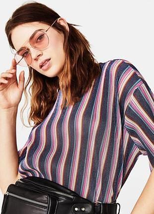 Топ футболка прозрачная яркая блестящая сетка с люрексом bershka