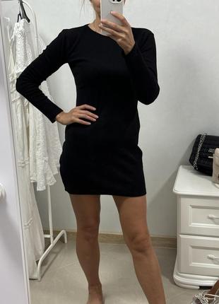 Платье-туника. в рубчик черная с/м. boohoo