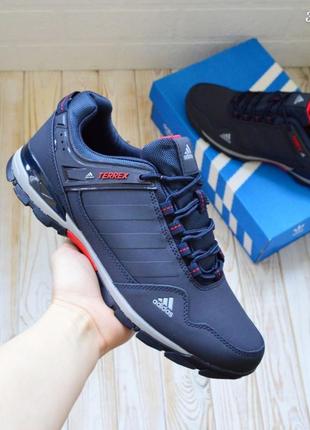 Adidas terrex goretex кросівки кеди чоловічі сині адідас терекс осінні весняні демісезонні низькі нубук водонепроникні