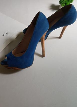 Жіночі сині туфлі екозамш ronzo 💙9 фото