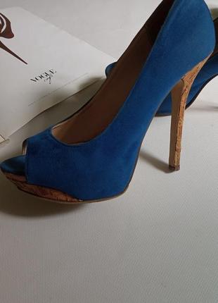 Жіночі сині туфлі екозамш ronzo 💙4 фото