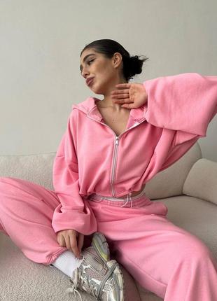 Костюм oversize : кофта + джоггери на затяжках
колір : чорний , графіт , сірий , рожевий
