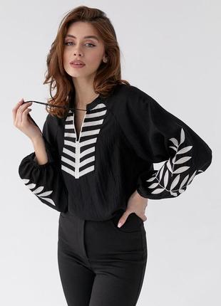 Колоритна блуза вишиванка, українська вишиванка, етно сорочка з вишивкою