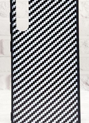 Чехол soft carbon для телефона glass case samsung galaxy a30s/a50/a50s pink / a505 бампер тонкий силиконовый с принтом черный