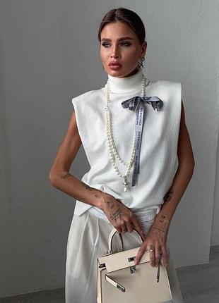 Гольф американка в стиле max mara без рукава белый черный