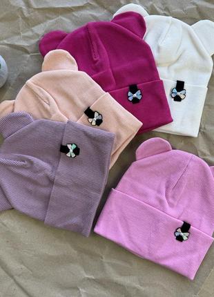 Шапка с ушками бантик