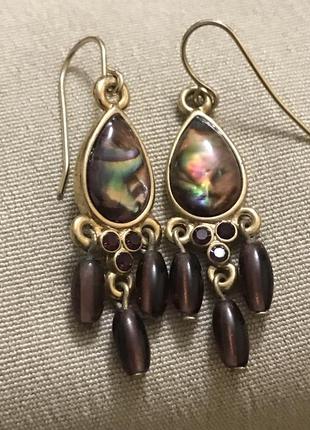 Cесерьги в позолоте с гелиотисом винтаж