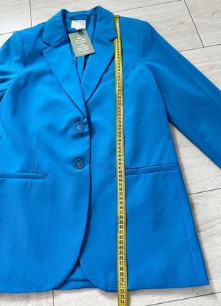Однобортный жакет яркий синий h&amp;m женский трендовый стильный базовый пиджак2 фото
