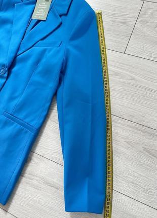 Однобортный жакет яркий синий h&amp;m женский трендовый стильный базовый пиджак5 фото