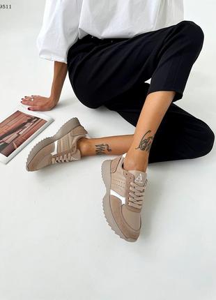 Кроссовки женские из натуральной кожи/ замши