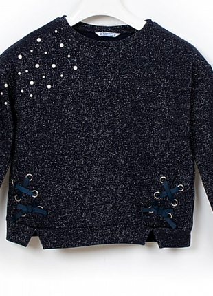 Кофта, джемпер пуловер толстовка девочке темно-синяя mayoral испания2 фото