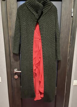 Вязаное пальто шерсть3 фото