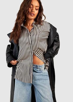 Атласная оверсайз рубашка в полоску boohoo