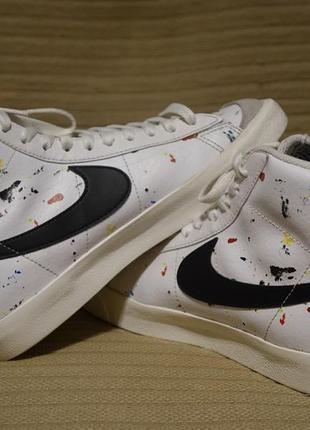 Высокие белые кожаные сникерсы с " брызгами красок"nike blazer mid '77 gs 'paint splatter'38 1/2 р.