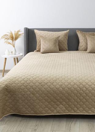 Покривало теп "velour" 150*210 см золотий беж/ромб круглий