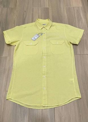 Акция 🎁 новая стильная льняная рубашка dressmann желтого цвета zara h&amp;m2 фото
