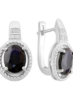 Серебряные серьги ogosilver с натуральным сапфиром 4.927ct, фианитами (2162780)