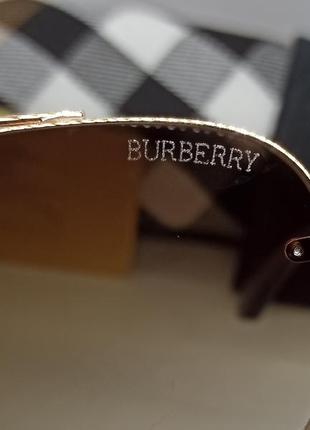 Очки в стиле burberry капли мужские солнцезащитные коричевый градиент в золотой металлической оправе9 фото