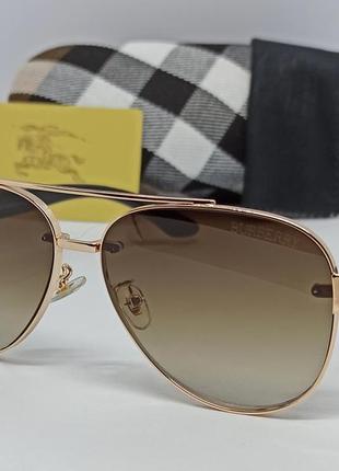 Окуляри брендові  краплі чоловічі сонцезахисні коричневий градієнт в золотому металі