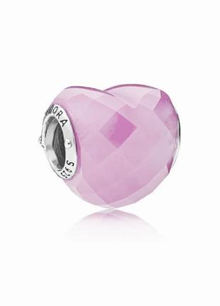 Серебряный шарм pandora розовое сердце