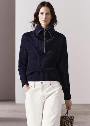 Свитер zara с высоким воротником на металлической молнии😍
