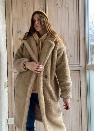 Эко шубка пальто тедди баранчик в стиле zara